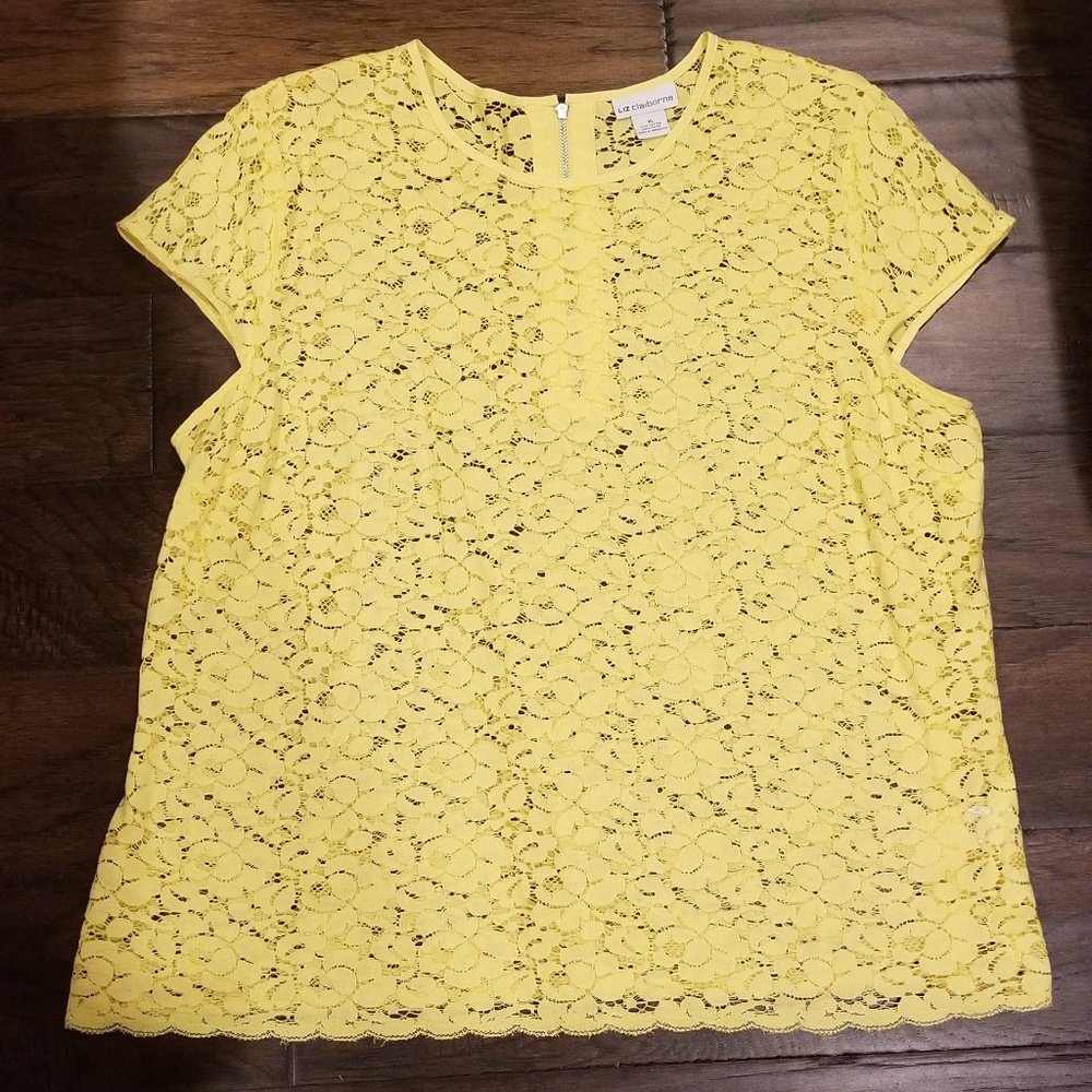 Liz Claiborne Yellow Lace Top Xl
